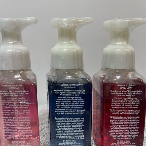 BBW Twisted Peppermint, Merry Berry Kiss and Winter Candy Apple Foaming Soap NWT - Picture 2 of 2